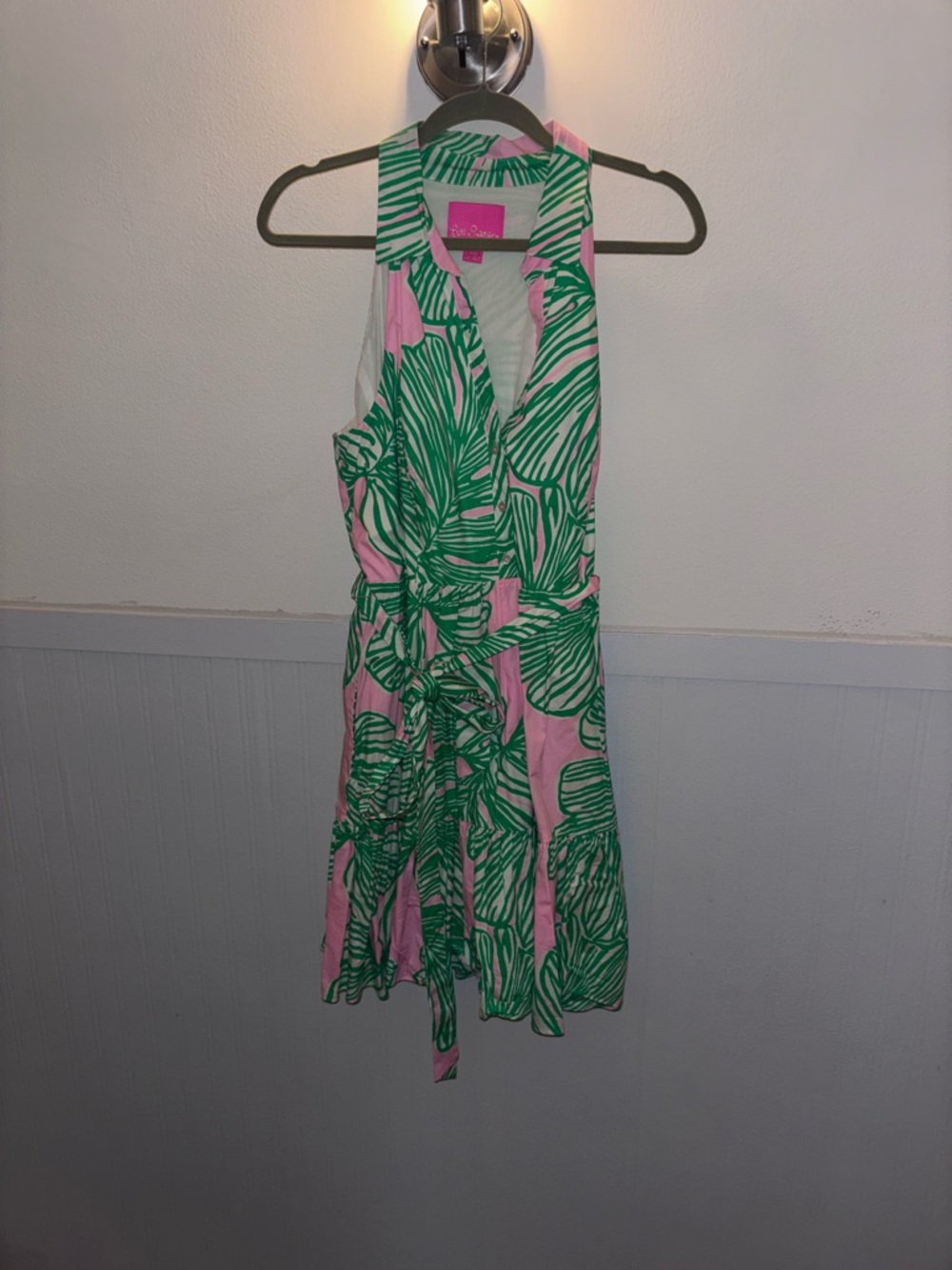 Lilly Pulitzer Pink and Mint Green Sleeveless Tie-Waist Sundress - Picture 3 of 5